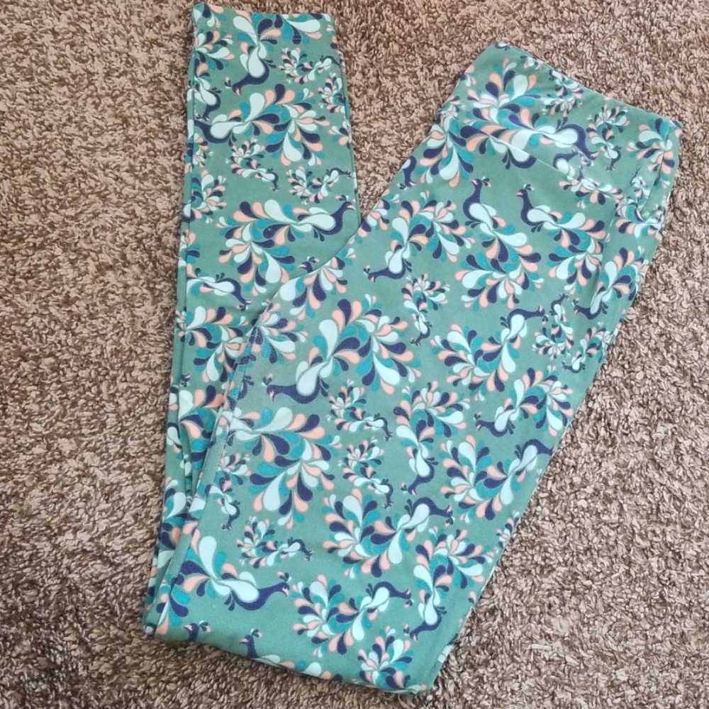 LuLaRoe Leggings OS Peacock Print